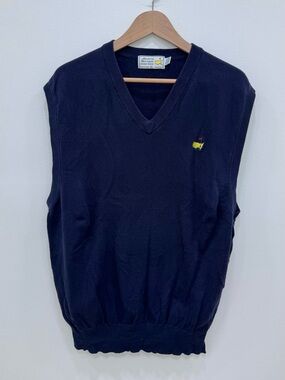 Masters Augusta Golf Shop Amen Corner Blue Sweater Vest XL 100% cotton